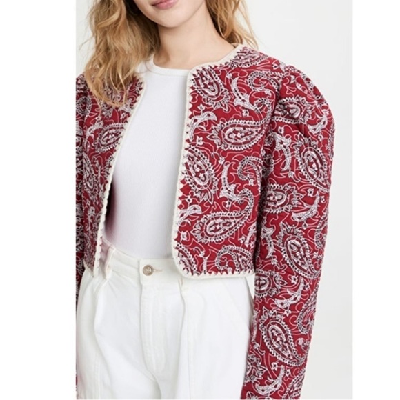 SEA New York Red Jacket Cropped Theodora Paisley Quilted Cotton Size S NWT - Picture 3 of 8